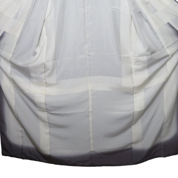 Japanese Kimono Silk Houmongi Vintage Solid Gray Embroidery 59in - Picture 7 of 10